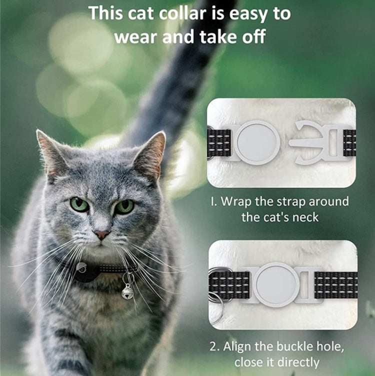 AirTag 第2世代 / AirTag 第1世代用 トラッカーシリコンケース 反射ペット猫用首輪 鈴付き