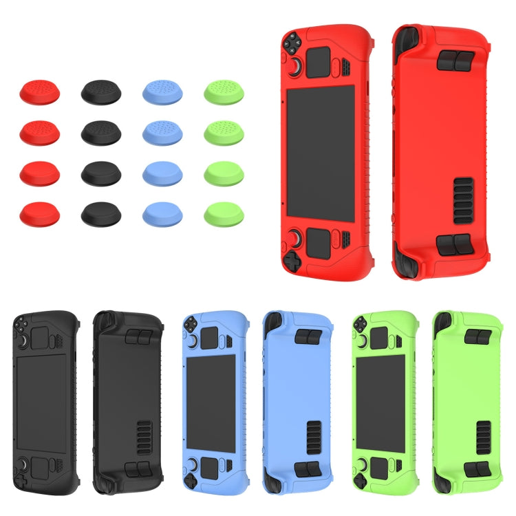 Steam Deckゲームコントローラー用ソフトシリコン保護カバーケース 4個のキーキャップ付き、SD001（ブラック）、SD001（レッド）、SD001（蓄光ブルー）、SD001（蓄光グリーン）