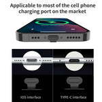 10個セット 携帯電話充電ポート用シリコン防塵プラグ 背面粘着式紛失防止カバー 8ピン USB-C/Type-C対応