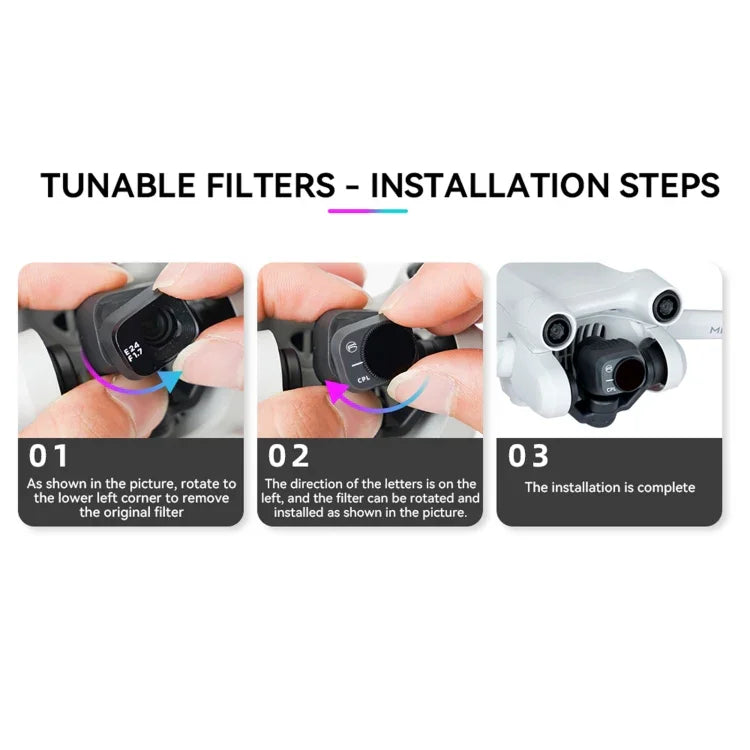 DJI Mini 3 Pro RCSTQ PLフィルター ドローンアクセサリー、ND8/PL、ND16/PL、ND32/PL、ND64/PL、4-in-1 ND/PL 8/16/32/64、6-in-1 UV+CPL+ND/PL 8/16/32/64