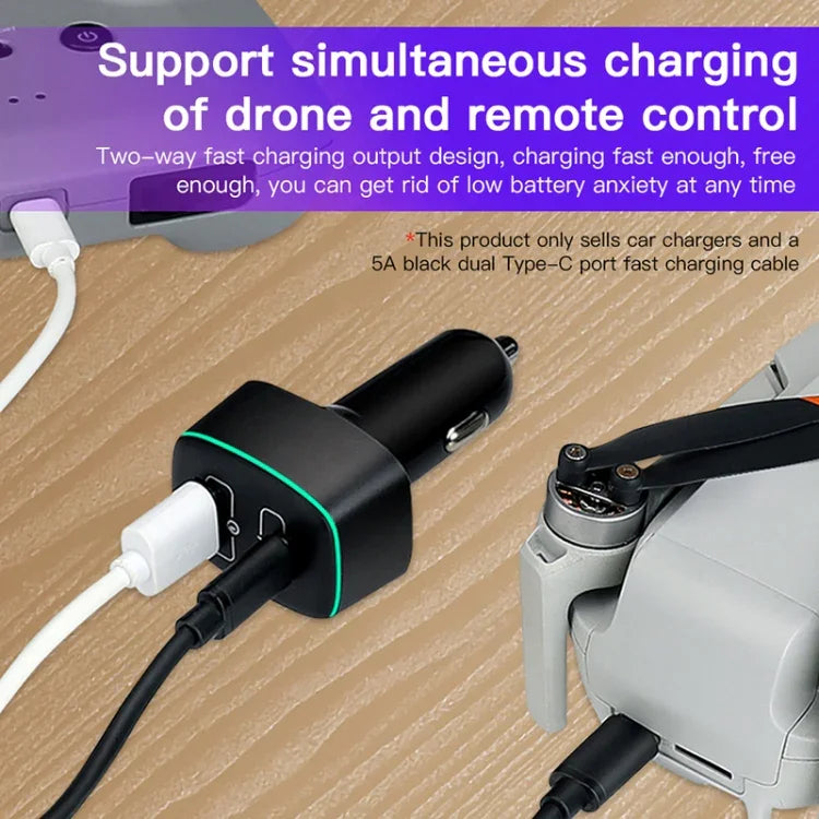 DJI Mavic 3/Mini 2 RCSTQ 100W 2-in-1 カーチャージャー、DJI Mavic 3/Mini 2用