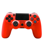 PS4用ワイヤレスBluetoothゲームコントローラー ライトストリップ付き デュアルバイブレーションゲームハンドル ホワイト、ブラック、レッド、ブルー、グリーン、ローズレッド、レター、ライン、ファイアゴースト、カートゥーン、ハルク、スケルトン、ギア、ライトニング、フレーム、クラウド、バースト、木目、スター レッド