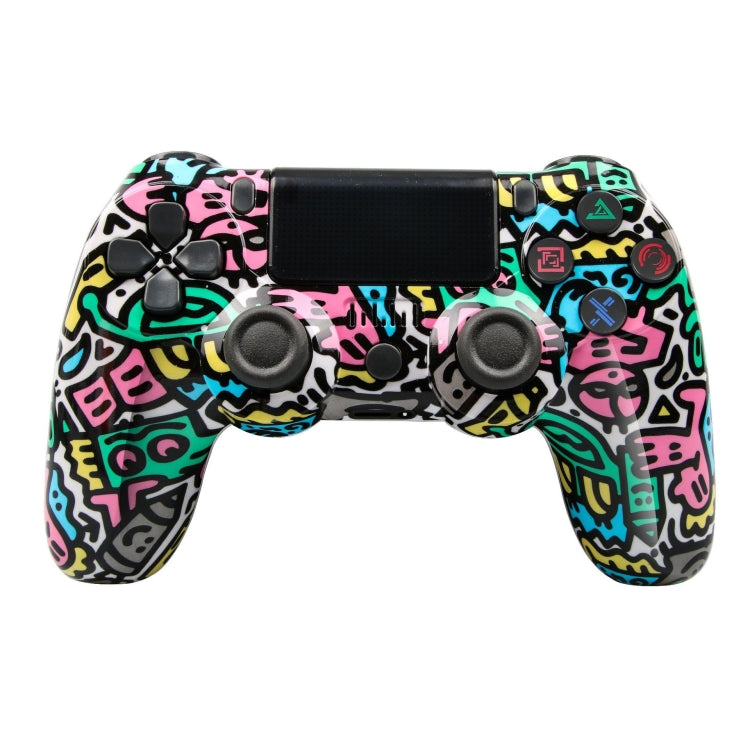 PS4用ワイヤレスBluetoothゲームコントローラー ライトストリップ付き デュアルバイブレーションゲームハンドル ホワイト、ブラック、レッド、ブルー、グリーン、ローズレッド、レター、ライン、ファイアゴースト、カートゥーン、ハルク、スケルトン、ギア、ライトニング、フレーム、クラウド、バースト、木目、スター レッド