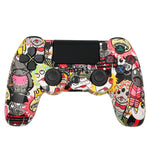 PS4用ワイヤレスBluetoothゲームコントローラー ライトストリップ付き デュアルバイブレーションゲームハンドル ホワイト、ブラック、レッド、ブルー、グリーン、ローズレッド、レター、ライン、ファイアゴースト、カートゥーン、ハルク、スケルトン、ギア、ライトニング、フレーム、クラウド、バースト、木目、スター レッド