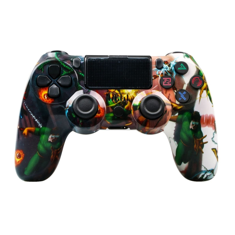 PS4用ワイヤレスBluetoothゲームコントローラー ライトストリップ付き デュアルバイブレーションゲームハンドル ホワイト、ブラック、レッド、ブルー、グリーン、ローズレッド、レター、ライン、ファイアゴースト、カートゥーン、ハルク、スケルトン、ギア、ライトニング、フレーム、クラウド、バースト、木目、スター レッド