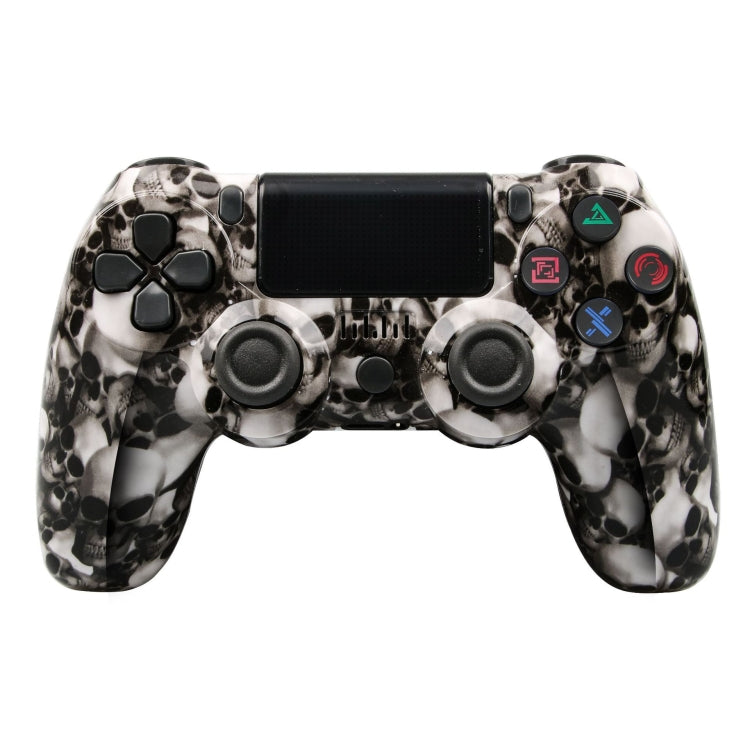 PS4用ワイヤレスBluetoothゲームコントローラー ライトストリップ付き デュアルバイブレーションゲームハンドル ホワイト、ブラック、レッド、ブルー、グリーン、ローズレッド、レター、ライン、ファイアゴースト、カートゥーン、ハルク、スケルトン、ギア、ライトニング、フレーム、クラウド、バースト、木目、スター レッド