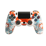 PS4用ワイヤレスBluetoothゲームコントローラー ライトストリップ付き デュアルバイブレーションゲームハンドル ホワイト、ブラック、レッド、ブルー、グリーン、ローズレッド、レター、ライン、ファイアゴースト、カートゥーン、ハルク、スケルトン、ギア、ライトニング、フレーム、クラウド、バースト、木目、スター レッド