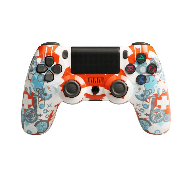PS4用ワイヤレスBluetoothゲームコントローラー ライトストリップ付き デュアルバイブレーションゲームハンドル ホワイト、ブラック、レッド、ブルー、グリーン、ローズレッド、レター、ライン、ファイアゴースト、カートゥーン、ハルク、スケルトン、ギア、ライトニング、フレーム、クラウド、バースト、木目、スター レッド