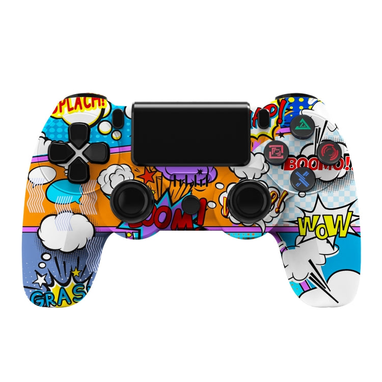 PS4用ワイヤレスBluetoothゲームコントローラー ライトストリップ付き デュアルバイブレーションゲームハンドル ホワイト、ブラック、レッド、ブルー、グリーン、ローズレッド、レター、ライン、ファイアゴースト、カートゥーン、ハルク、スケルトン、ギア、ライトニング、フレーム、クラウド、バースト、木目、スター レッド
