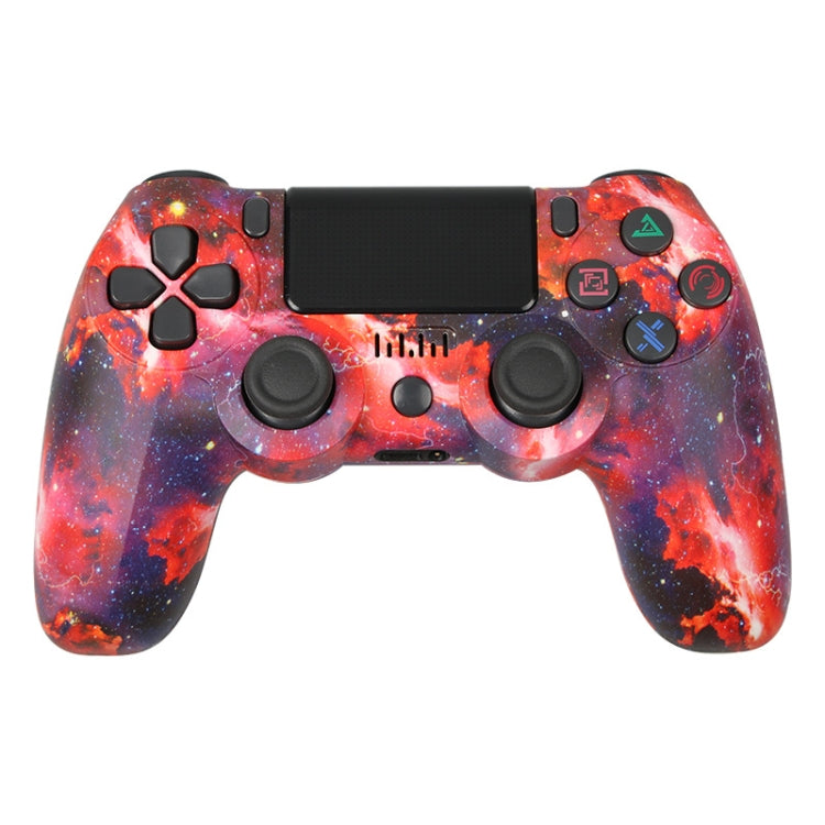 PS4用ワイヤレスBluetoothゲームコントローラー ライトストリップ付き デュアルバイブレーションゲームハンドル ホワイト、ブラック、レッド、ブルー、グリーン、ローズレッド、レター、ライン、ファイアゴースト、カートゥーン、ハルク、スケルトン、ギア、ライトニング、フレーム、クラウド、バースト、木目、スター レッド