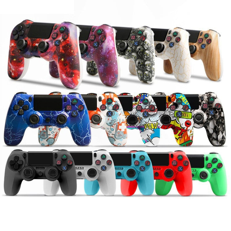 PS4用ワイヤレスBluetoothゲームコントローラー ライトストリップ付き デュアルバイブレーションゲームハンドル ホワイト、ブラック、レッド、ブルー、グリーン、ローズレッド、レター、ライン、ファイアゴースト、カートゥーン、ハルク、スケルトン、ギア、ライトニング、フレーム、クラウド、バースト、木目、スター レッド