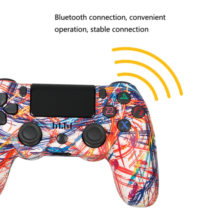 PS4用ワイヤレスBluetoothゲームコントローラー ライトストリップ付き デュアルバイブレーションゲームハンドル ホワイト、ブラック、レッド、ブルー、グリーン、ローズレッド、レター、ライン、ファイアゴースト、カートゥーン、ハルク、スケルトン、ギア、ライトニング、フレーム、クラウド、バースト、木目、スター レッド