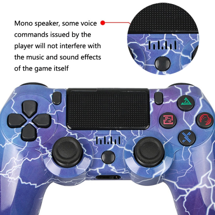 PS4用ワイヤレスBluetoothゲームコントローラー ライトストリップ付き デュアルバイブレーションゲームハンドル ホワイト、ブラック、レッド、ブルー、グリーン、ローズレッド、レター、ライン、ファイアゴースト、カートゥーン、ハルク、スケルトン、ギア、ライトニング、フレーム、クラウド、バースト、木目、スター レッド