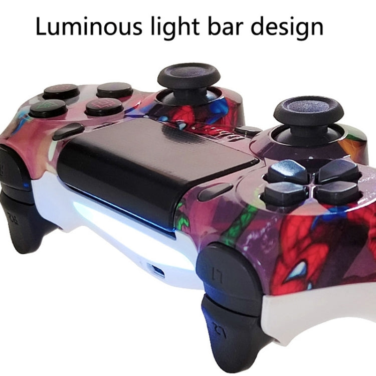 PS4用ワイヤレスBluetoothゲームコントローラー ライトストリップ付き デュアルバイブレーションゲームハンドル ホワイト、ブラック、レッド、ブルー、グリーン、ローズレッド、レター、ライン、ファイアゴースト、カートゥーン、ハルク、スケルトン、ギア、ライトニング、フレーム、クラウド、バースト、木目、スター レッド
