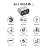 BT510 15W LED時計ワイヤレス充電Bluetoothスピーカー多機能スマートミラーアラームクロックオーディオ、BT510（ホワイト）、BT510（アイアンブラック）
