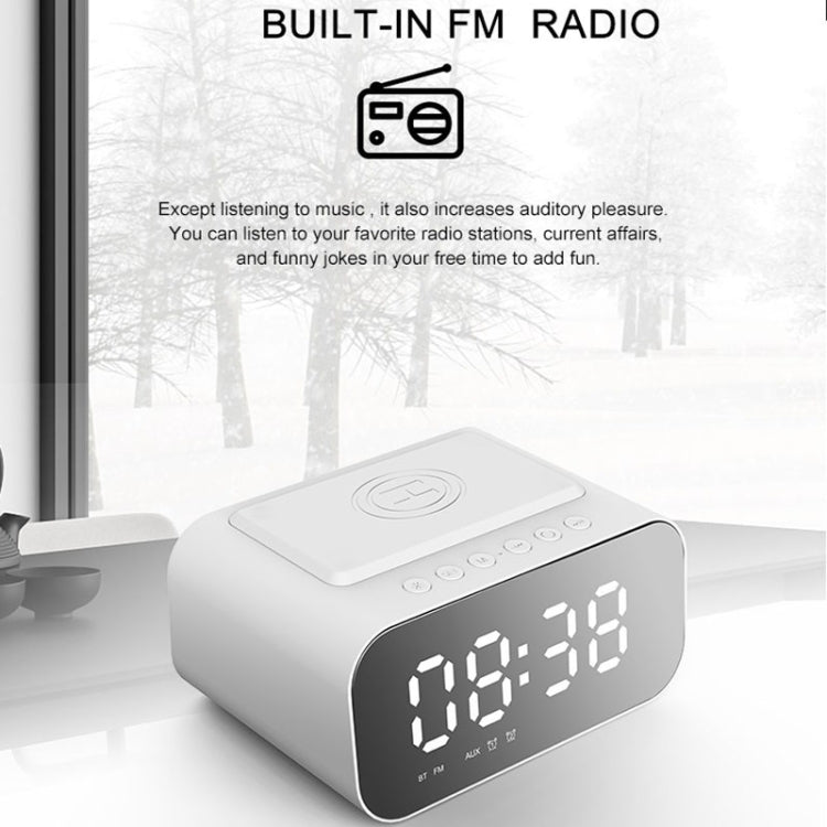 BT510 15W LED時計ワイヤレス充電Bluetoothスピーカー多機能スマートミラーアラームクロックオーディオ、BT510（ホワイト）、BT510（アイアンブラック）