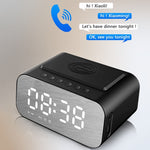BT510 15W LED時計ワイヤレス充電Bluetoothスピーカー多機能スマートミラーアラームクロックオーディオ、BT510（ホワイト）、BT510（アイアンブラック）