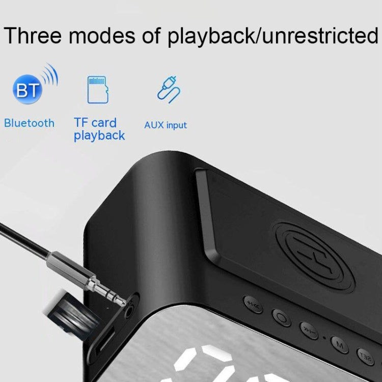BT510 15W LED時計ワイヤレス充電Bluetoothスピーカー多機能スマートミラーアラームクロックオーディオ、BT510（ホワイト）、BT510（アイアンブラック）