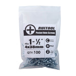 RUITOOL ST4 100個 木工用斜穴ネジ 半ねじセルフタッピングプラスボルト 25mm、32mm、38mm、50mm、63mm