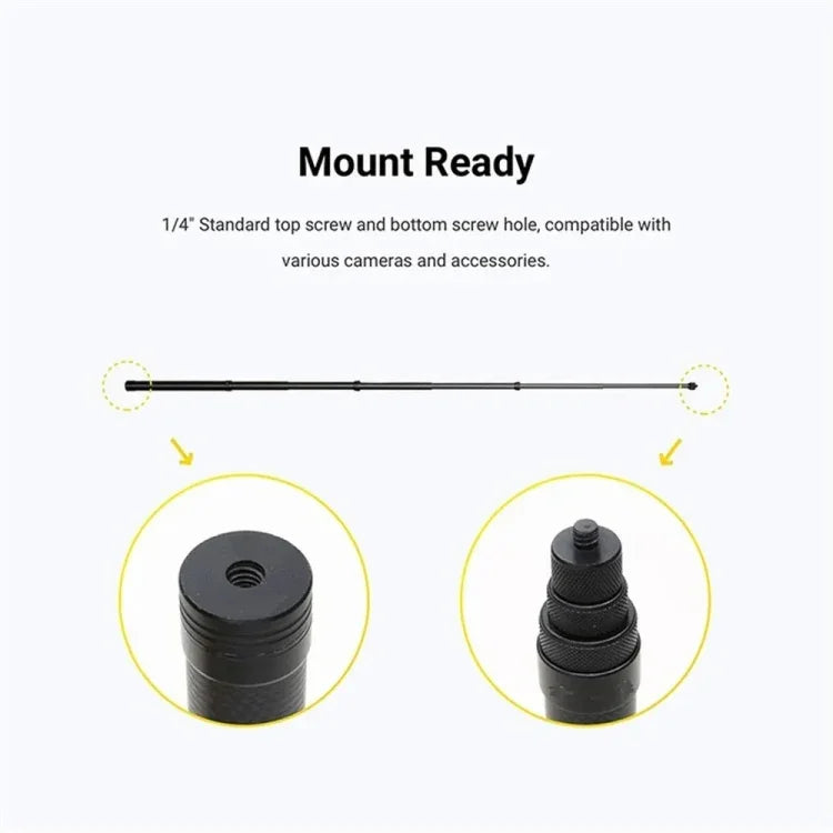 カーボンファイバー延長モノポッド インビジブル自撮り棒 Insta360 / DJI Action / GoPro / Xiao Yiスポーツカメラ用、1.5m、3m、5m