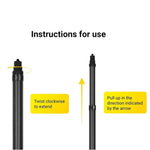 カーボンファイバー延長モノポッド インビジブル自撮り棒 Insta360 / DJI Action / GoPro / Xiao Yiスポーツカメラ用、1.5m、3m、5m