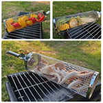 ハンドル付きアップグレード BBQケージ ステンレス製バーベキューバスケット、30cm＋ハンドル18cm