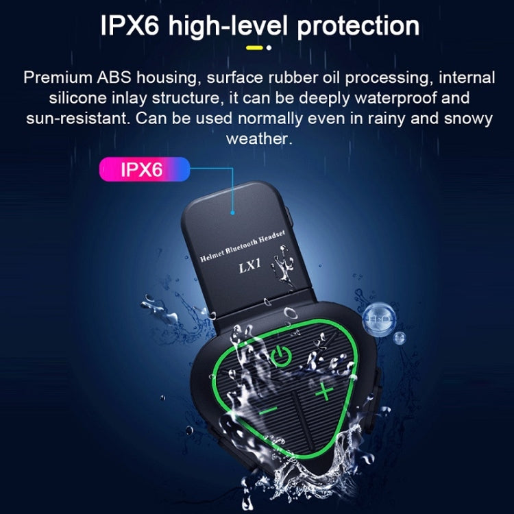 LX1 オートバイ用ハーフヘルメット 防水 ワイヤレス5.3 Bluetoothヘッドセット、英語