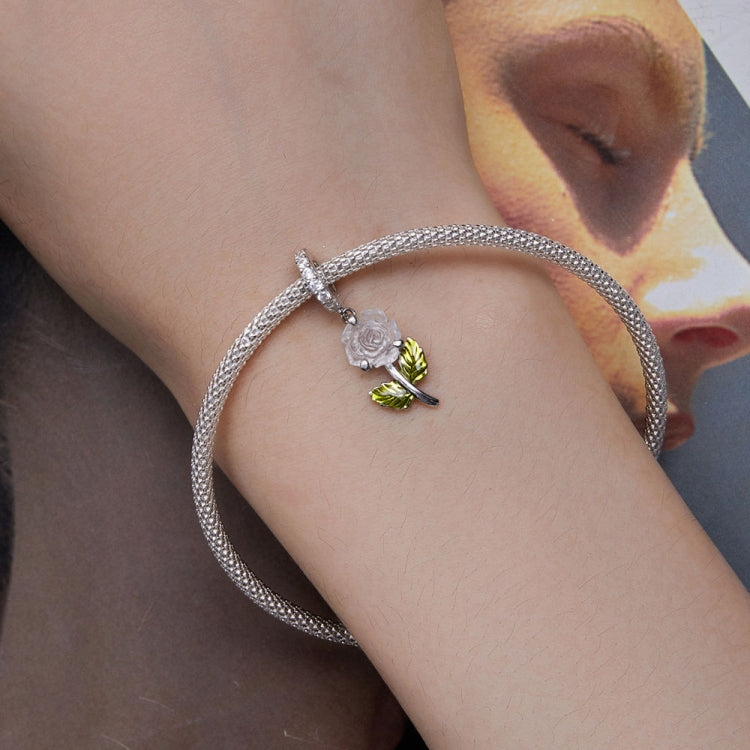 スターリングシルバー ジルコンローズ UVカラーチェンジビーズアクセサリー