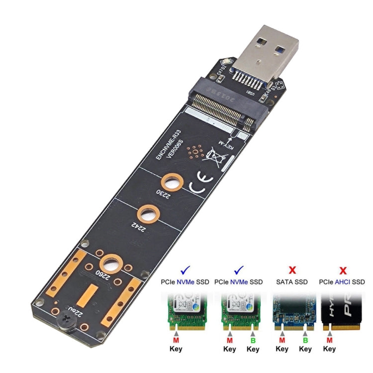 ENCNVME-R33 USB 3.2 Gen 2 10GbpsからNVMe M.2 SSDアダプター RTL9210チップ搭載 Mキー M2 NVMe用、ENCNVME-R33