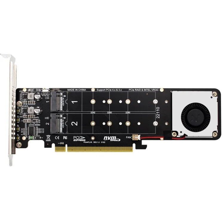PCI-E X16 から M.2 Mキー NVME X4 SSD RAIDアレイ拡張アダプター 2242/2260/2280/22110対応、PH44Plus
