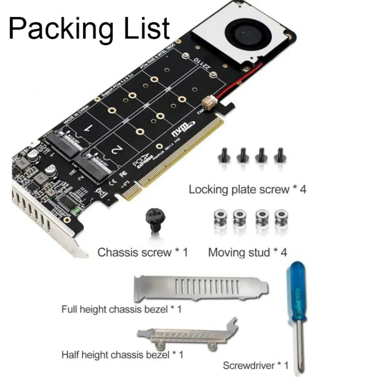 PCI-E X16 から M.2 Mキー NVME X4 SSD RAIDアレイ拡張アダプター 2242/2260/2280/22110対応、PH44Plus