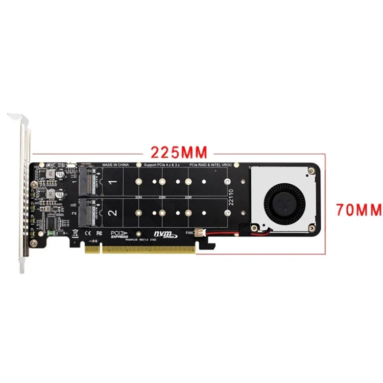PCI-E X16 から M.2 Mキー NVME X4 SSD RAIDアレイ拡張アダプター 2242/2260/2280/22110対応、PH44Plus
