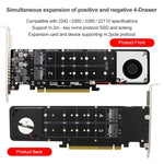 PCI-E X16 から M.2 Mキー NVME X4 SSD RAIDアレイ拡張アダプター 2242/2260/2280/22110対応、PH44Plus