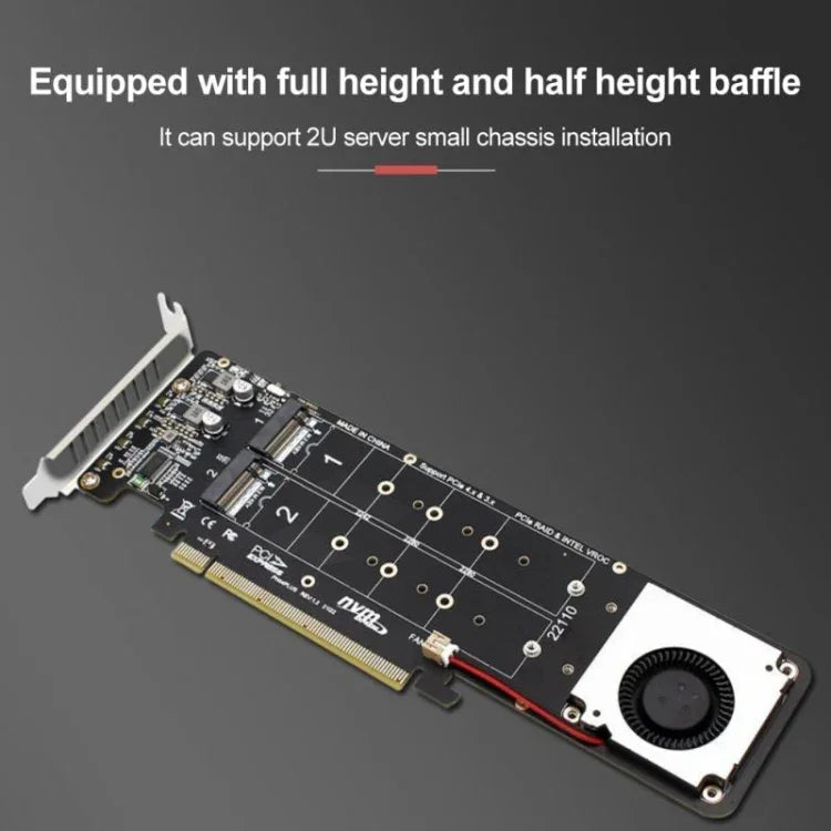 PCI-E X16 から M.2 Mキー NVME X4 SSD RAIDアレイ拡張アダプター 2242/2260/2280/22110対応、PH44Plus