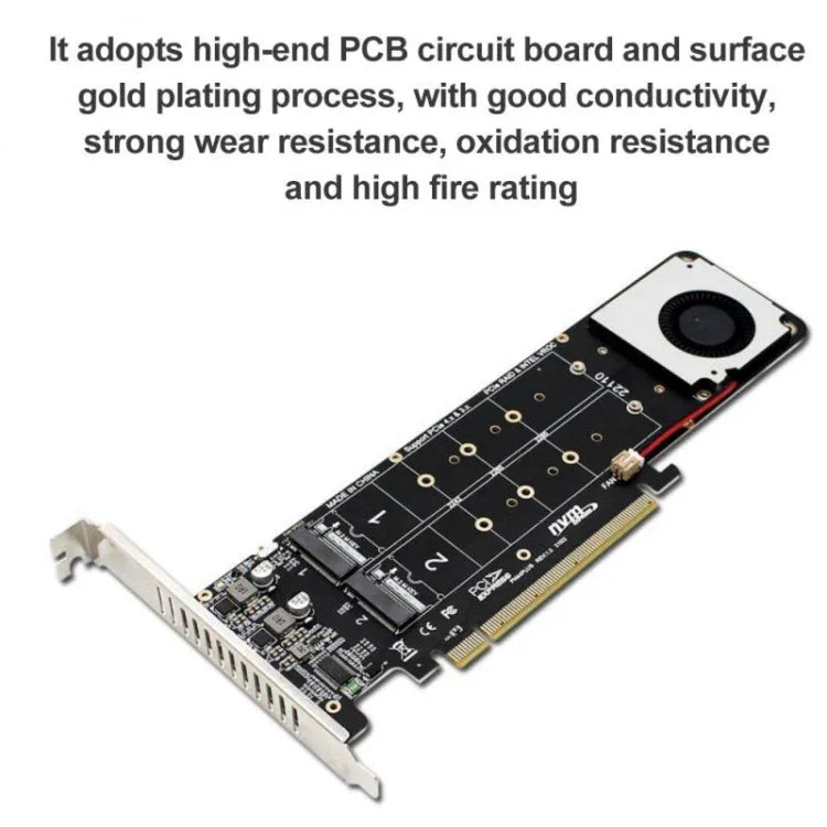 PCI-E X16 から M.2 Mキー NVME X4 SSD RAIDアレイ拡張アダプター 2242/2260/2280/22110対応、PH44Plus