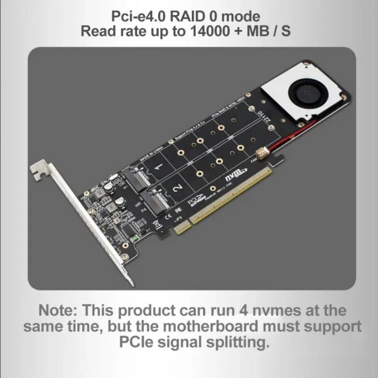 PCI-E X16 から M.2 Mキー NVME X4 SSD RAIDアレイ拡張アダプター 2242/2260/2280/22110対応、PH44Plus