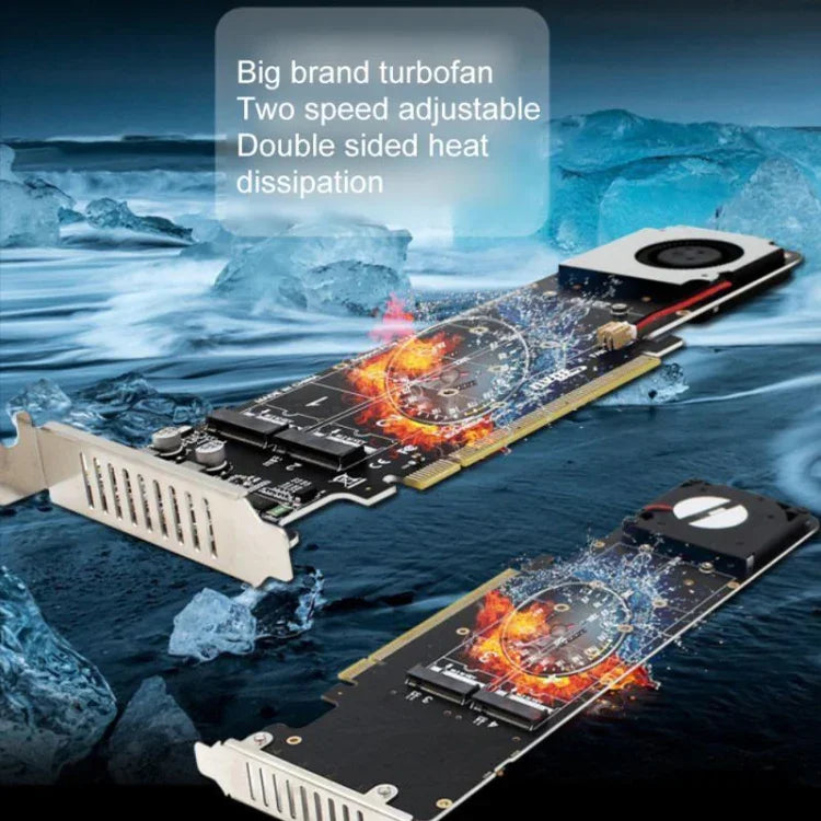 PCI-E X16 から M.2 Mキー NVME X4 SSD RAIDアレイ拡張アダプター 2242/2260/2280/22110対応、PH44Plus