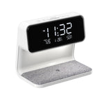 3イン1 10W ワイヤレス充電 ベッドサイドランプ LCD画面 アラームクロック 携帯充電器、EUプラグ