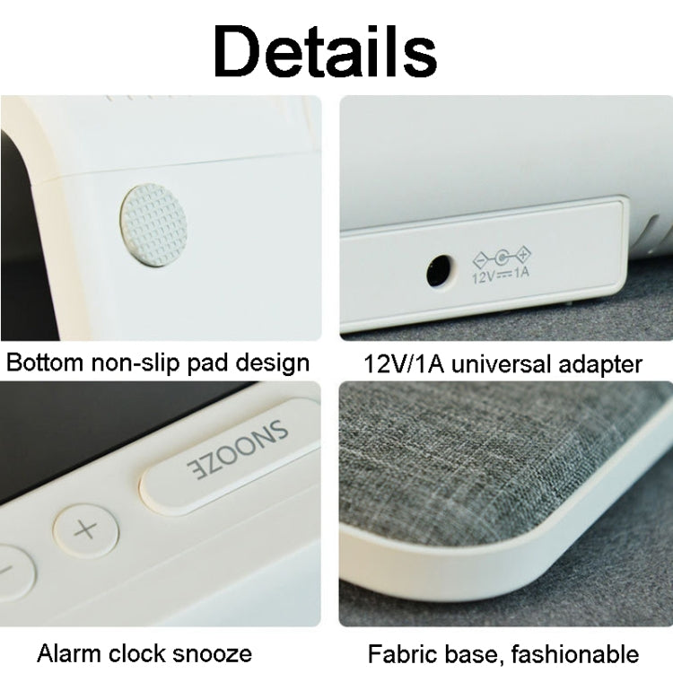 3イン1 10W ワイヤレス充電 ベッドサイドランプ LCD画面 アラームクロック 携帯充電器、EUプラグ
