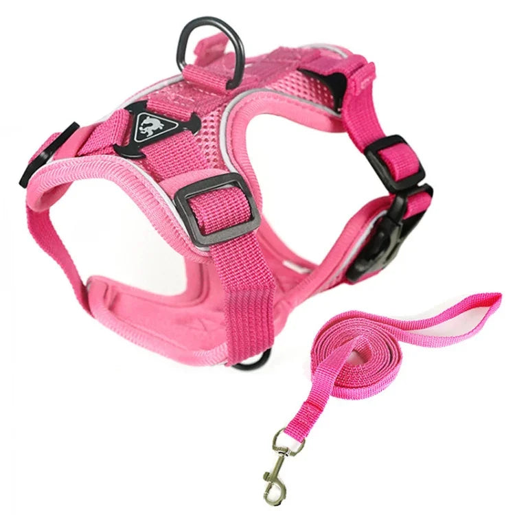 ペットベストハーネス＋牽引ロープセット 反射性通気性犬猫用ハーネス、S、M、L、XL