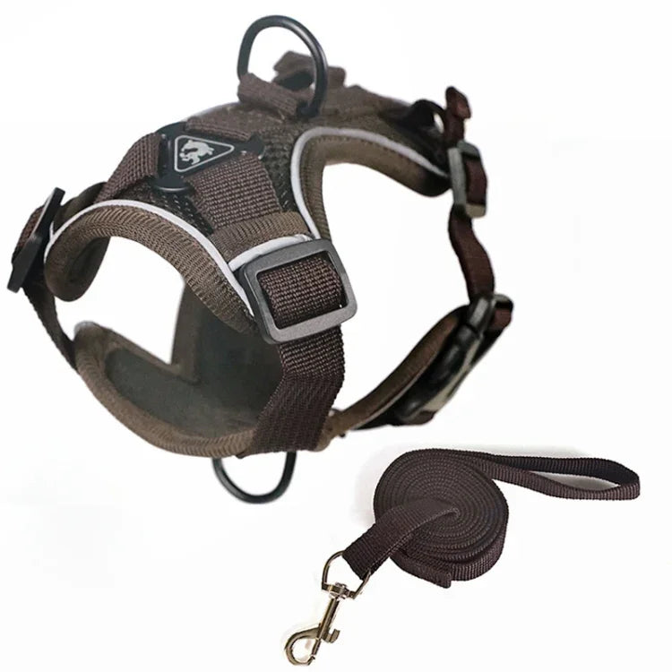 ペットベストハーネス＋牽引ロープセット 反射性通気性犬猫用ハーネス、S、M、L、XL