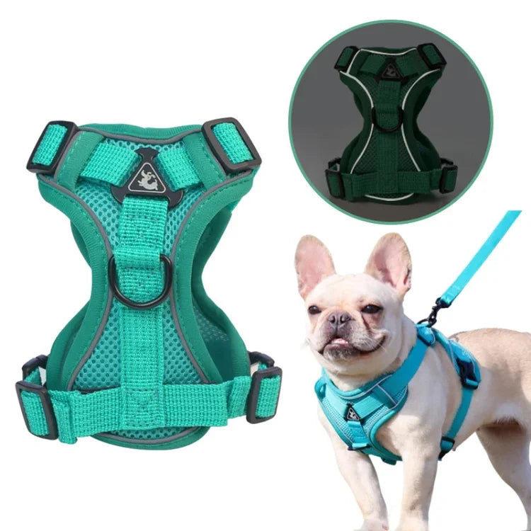 ペットベストハーネス＋牽引ロープセット 反射性通気性犬猫用ハーネス、S、M、L、XL