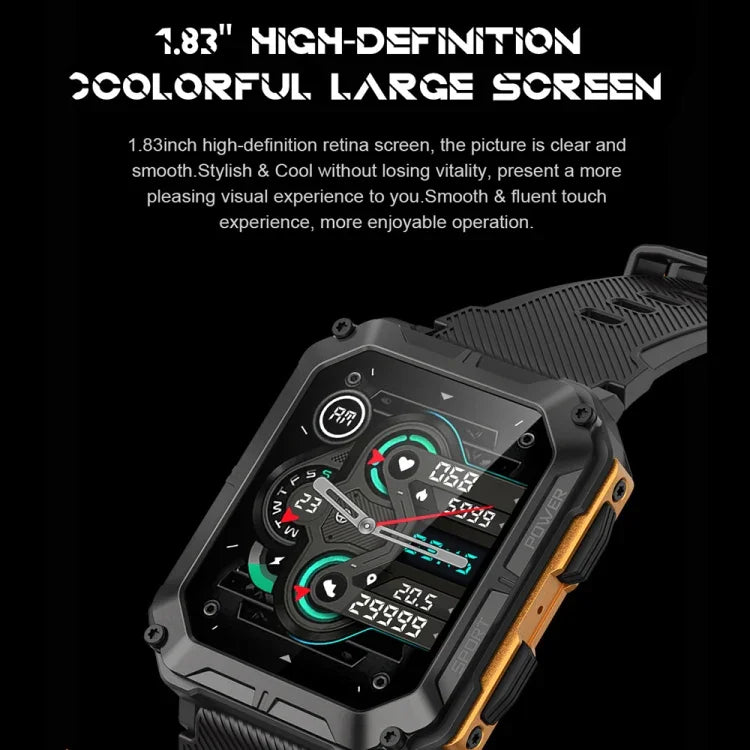C20 Pro 1.83インチ IP68防水 Bluetooth通話対応 三防スマートスポーツウォッチ