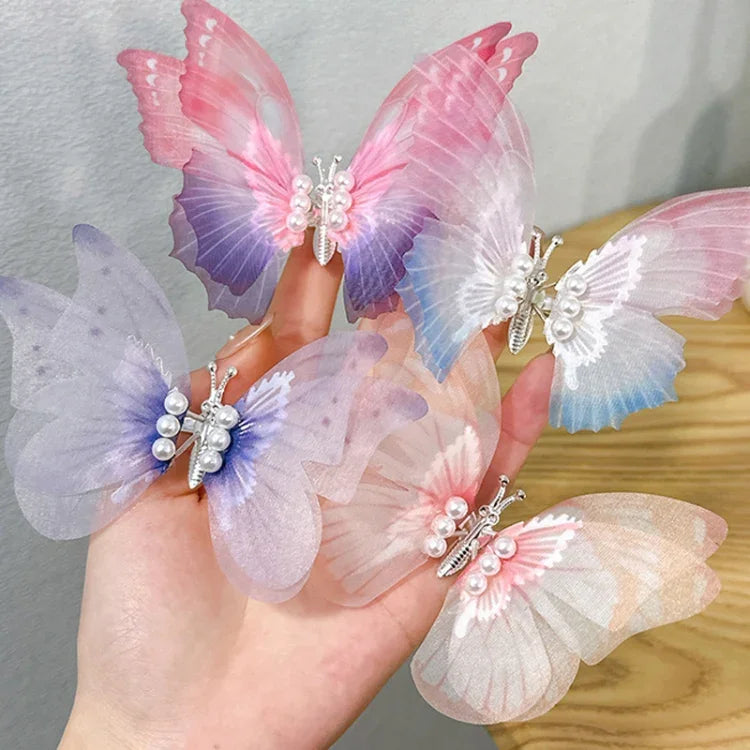 手作りバタフライ子供用ヘアピン スプリングバタフライヘアアクセサリー