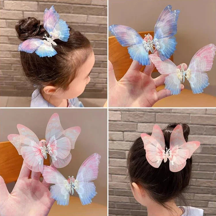 手作りバタフライ子供用ヘアピン スプリングバタフライヘアアクセサリー