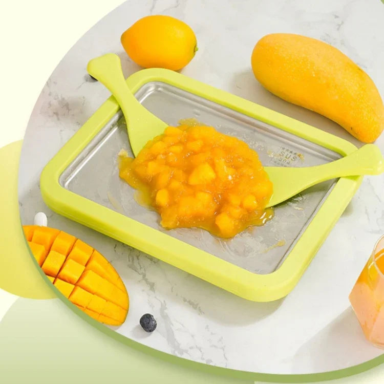 ミニ家庭用フライドヨーグルトメーカー子供用自家製DIYフライドアイストレイ、ステンレスグリーン26x21cm、ステンレスホワイト26x21cm、ステンレスピンク22.5x17.5cm、ステンレスホワイト22.5x17.5cm、アルミ合金ホワイト22.5x17.5cm