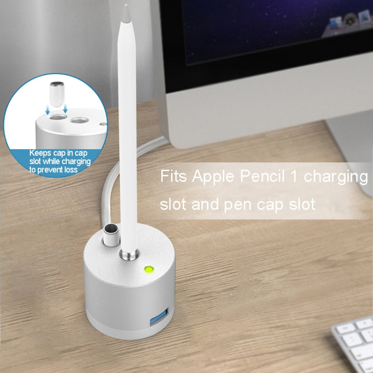Apple Pencil 1用 USB充電アダプタ メタルベース LEDインジケーター付き、A48 シルバー、A48 ブラック、A48 ローズゴールド
