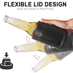ダブル真空 12oz コーラ缶 保温マグ 304ステンレス ビールクーラー 栓抜き付き、ブラック