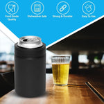 ダブル真空 12oz コーラ缶 保温マグ 304ステンレス ビールクーラー 栓抜き付き、ブラック