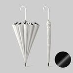 16 Bone Automatic Long Handle Double Sunny And Rain Dual Use Umbrella, With Waterproof Cover Beige, With Waterproof Cover Black, With Waterproof Cover Purple, With Waterproof Cover Green, With Waterproof Cover White, With Waterproof Cover Matcha       ...